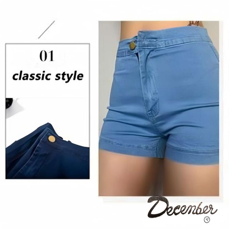 December Fashionable Stretchable Korean Casual High Waist for Women Shorts Womenswear Asian Plain Street Maong Jeans Short : Waist Size 25" to 32"