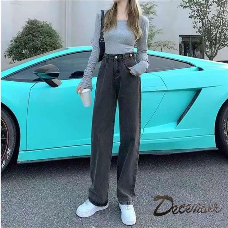 HIGH WAIST STRAIGHT WIDE LEG DENIM PANTS FOR WOMEN Jeans Womenswear Bottom Fit Lingerie Trouser