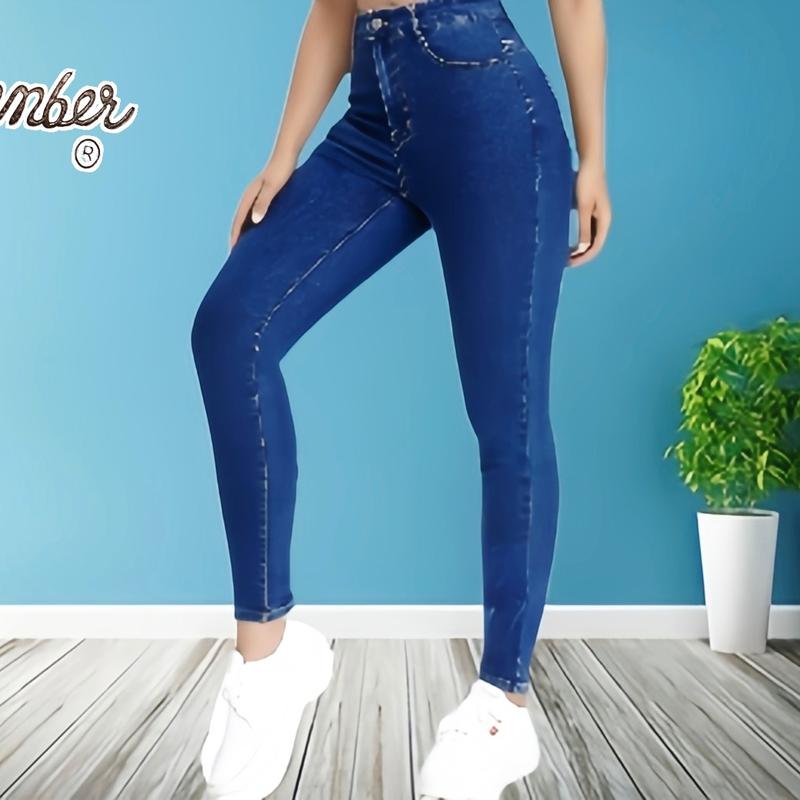 December Jeans High Waist Stretchable Slim Fit Jeans Tight Hip Slim-fit pants Fashion Womenswear Basic Comfort Bottom Button Casual Comfortable