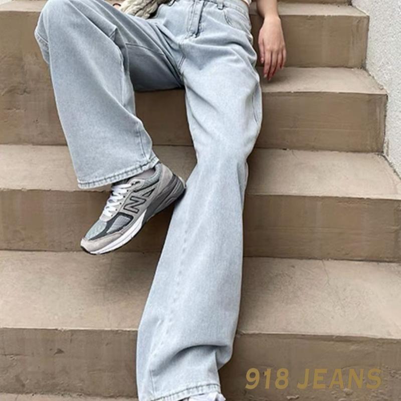 WIDE LEG DENIM PANTS HIGH WAIST STRAIGHT FOR WOMEN Jeans Womenswear Bottom Fit Lingerie Trouser