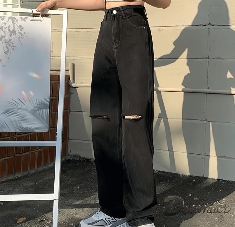 Highwaist Knee Cut Ripped Jeans New Trendy Fashion for Women - Comfortable and Stylish - Fit, Denim