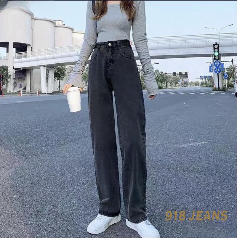 WIDE LEG DENIM PANTS HIGH WAIST STRAIGHT FOR WOMEN Jeans Womenswear Bottom Fit Lingerie Trouser