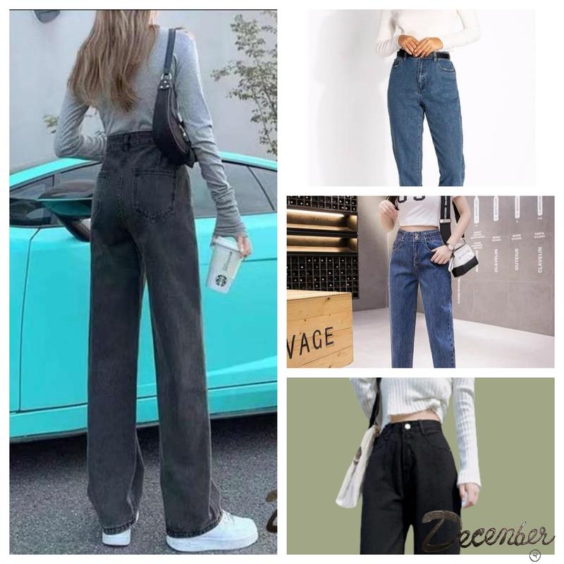 HIGH WAIST STRAIGHT WIDE LEG DENIM PANTS FOR WOMEN Jeans Womenswear Bottom Fit Lingerie Trouser