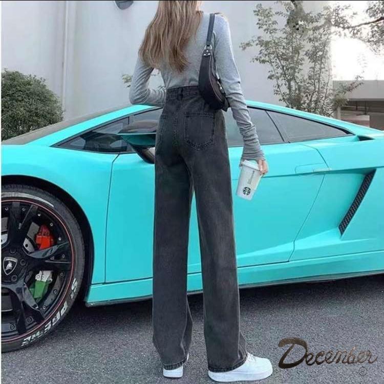 WIDE LEG DENIM PANTS HIGH WAIST STRAIGHT FOR WOMEN Jeans Womenswear Bottom Fit Lingerie Trouser