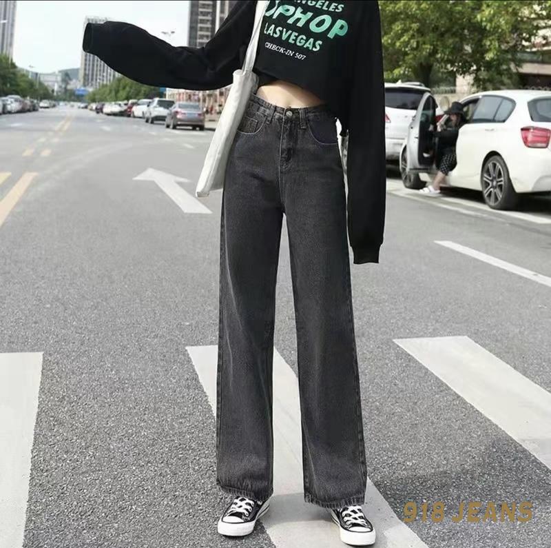 WIDE LEG DENIM PANTS HIGH WAIST STRAIGHT FOR WOMEN Jeans Womenswear Bottom Fit Lingerie Trouser