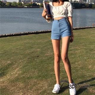 December Fashionable Stretchable Korean Casual High Waist for Women Shorts Womenswear Asian Plain Street Maong Jeans Short : Waist Size 25" to 32"
