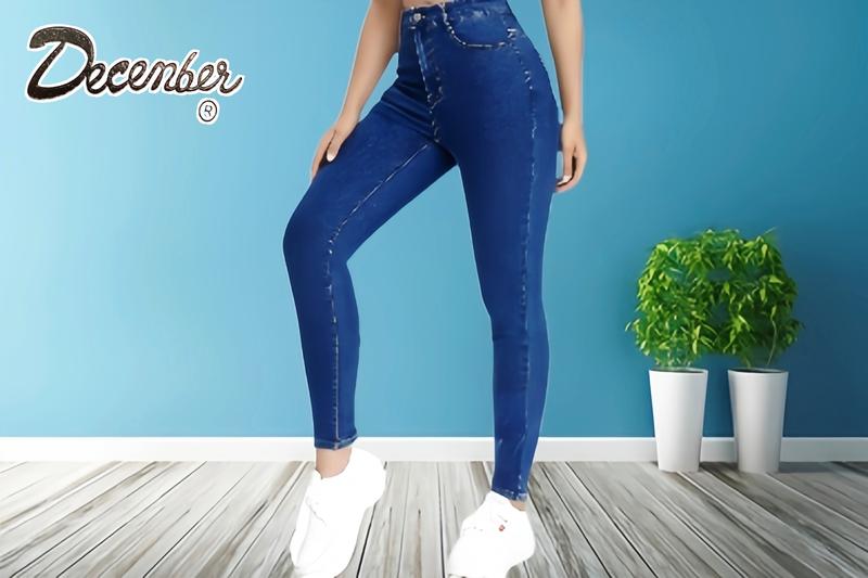 December Jeans Good Quality Casual Stretchable Highwaist Korean Skinny Jeans with Belt Holder for Women Fashion Womenswear Bottom Basic Denim Fabric Pants Fabric Pants