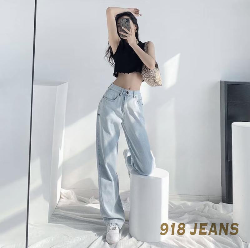 WIDE LEG DENIM PANTS HIGH WAIST STRAIGHT FOR WOMEN Jeans Womenswear Bottom Fit Lingerie Trouser