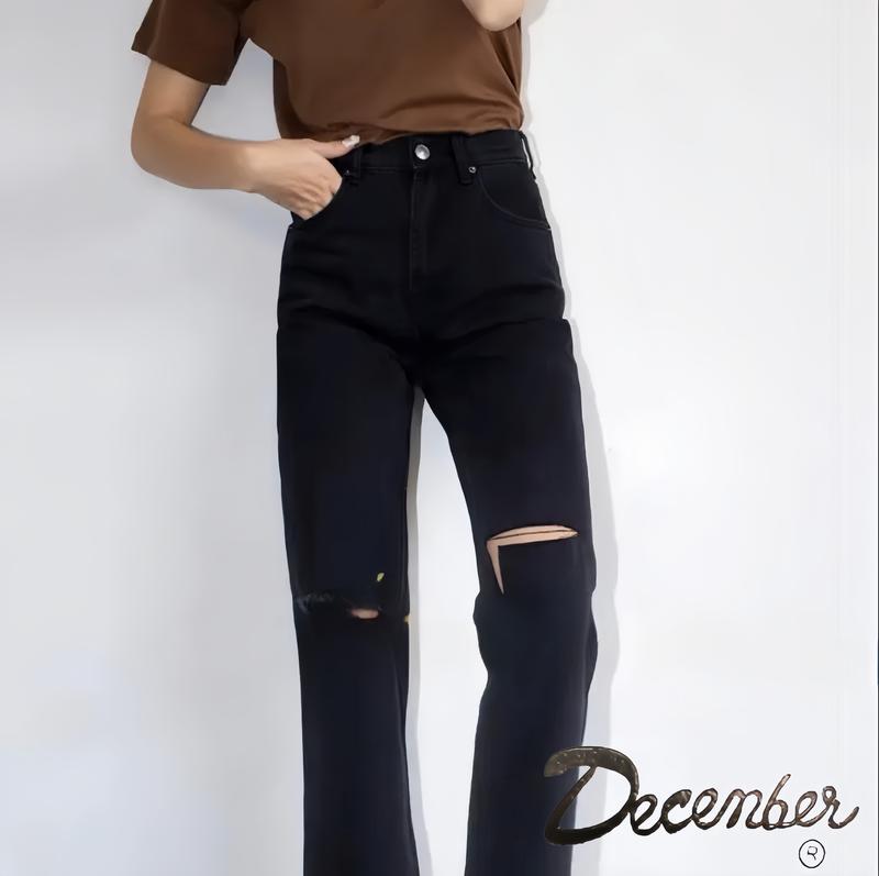 Highwaist Knee Cut Ripped Jeans New Trendy Fashion for Women - Comfortable and Stylish - Fit, Denim