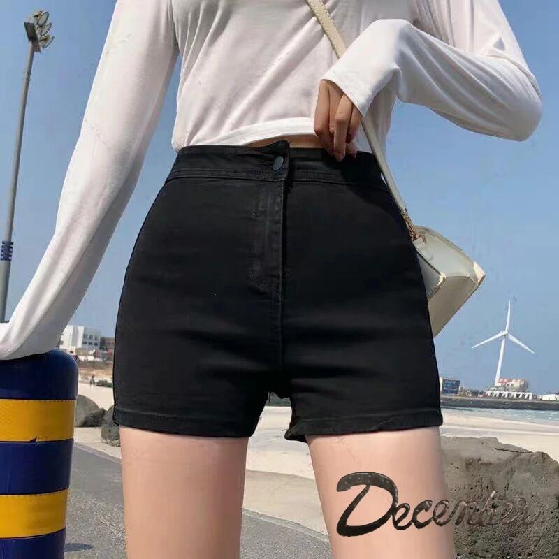 December Fashionable Stretchable Korean Casual High Waist for Women Shorts Womenswear Asian Plain Street Maong Jeans Short : Waist Size 25" to 32"