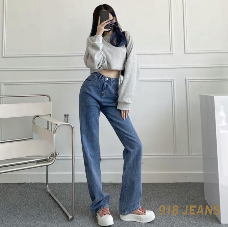 WIDE LEG DENIM PANTS HIGH WAIST STRAIGHT FOR WOMEN Jeans Womenswear Bottom Fit Lingerie Trouser