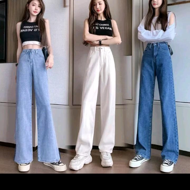 HIGH WAIST STRAIGHT WIDE LEG DENIM PANTS FOR WOMEN Jeans Womenswear Bottom Fit Lingerie Trouser