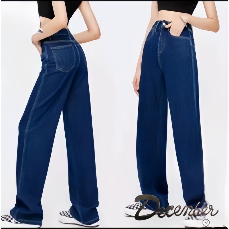 DCE : Wide Leg Pants Maong Denim Mom's Jeans Highwaist Baggy Boyfriend Everyday Outfit Dancer Style for Women Cotton Casual Bottom Womenswear : Waist Size 25" to 36"